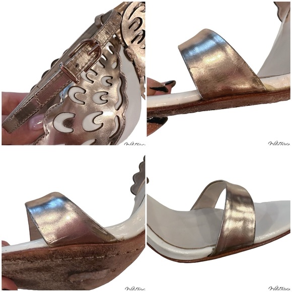 SOPHIA WEBSTER Evangeline Rose Gold & White Angel Wing Heels SZ 39